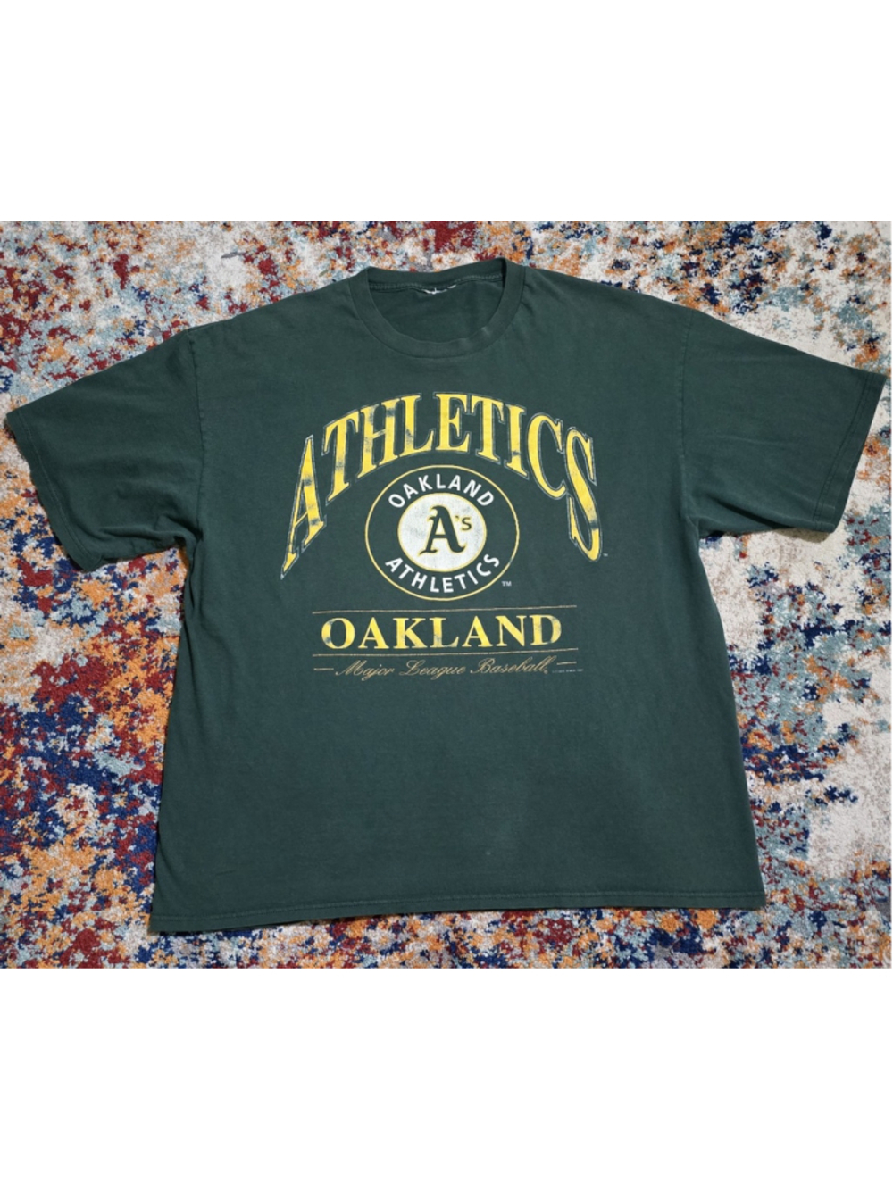 Vintage 90s Oakland Athletics MLB T-Shirt Men's XL Green Nutmeg Mills 1997
